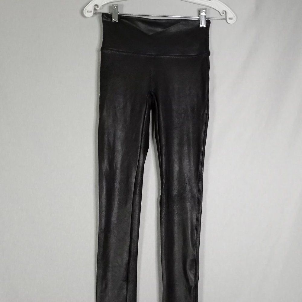 Spanx by Sarah Blakely Black Small Petite High Waist Faux Leather Leggings